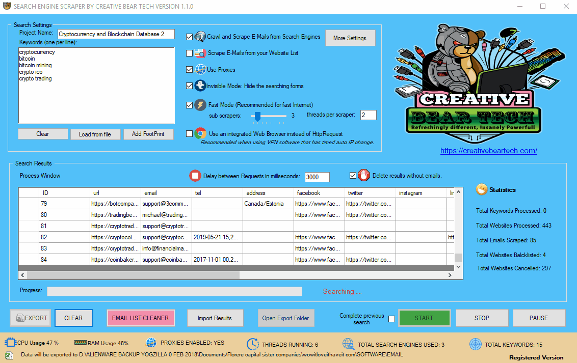 Guide: Email Extractor and Search Engine Scraper By Creative Bear Tech