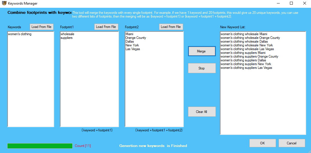 Search Engine Scraper and Email Extractor - COnfiguration of the Footprints List